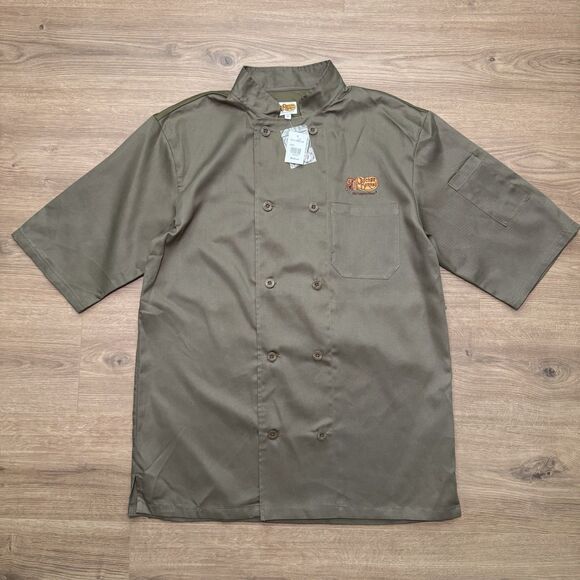NWT Cracker Barrel Shirt Men Size M Green Chef Coat Employee Cook Uniform Button - Picture 8 of 8